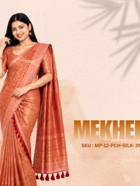 Peach Silk Mekhela