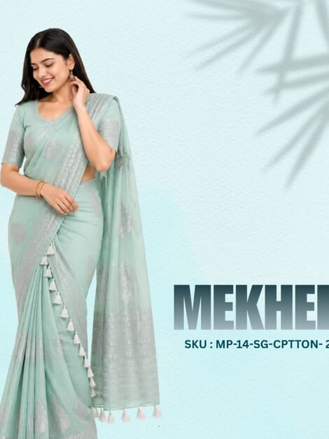 Sea Green Cotton Mekhela
