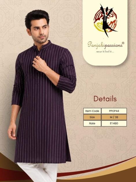 Deep Purple Pinstripe Men’s Panjabi