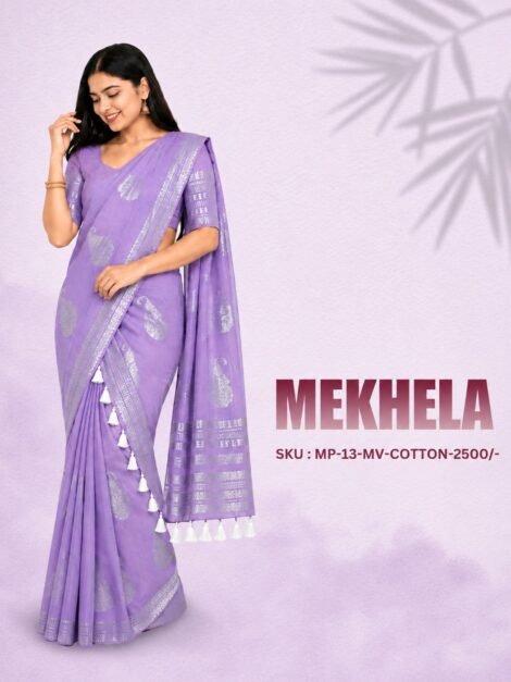 lavender-cotton-mekhela-chador-with-silver-zari-butis