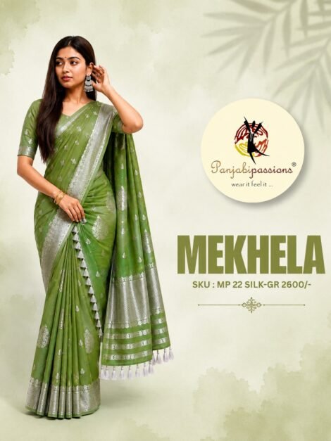 parrot-green-silk-mekhela-chador-with-silver-zari-border