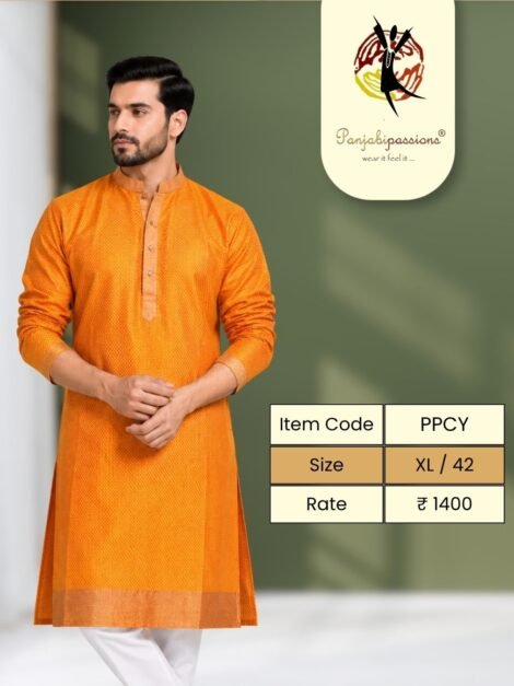 Marigold Textured Panjabi - size XL