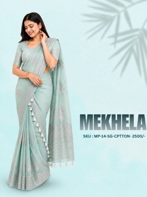 sea-green-cotton-mekhela-chador-with-silver-border